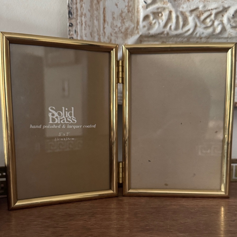 Solid Brass Vintage Gold Double Picture Frame - Picture 3 of 5